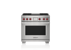 91 CM DUAL FUEL RANGE – 4 BURNERS AND INFRARED GRIDDLE
